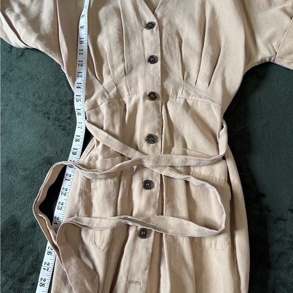 Zara Tan Midi Dress with Button Detail - Picture 3 of 4